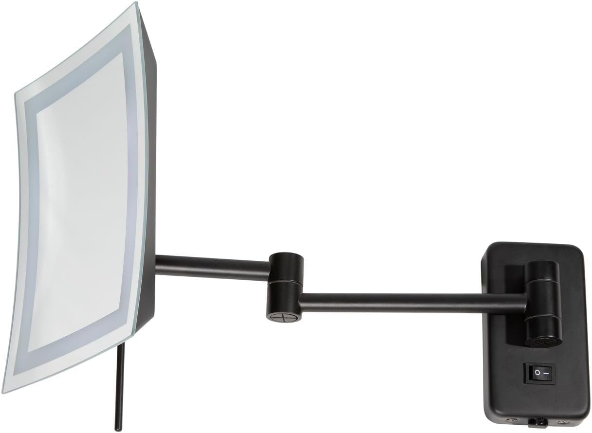 JERDON Rectangular Wall Mount Makeup Mirror - Black Makeup Mirror with 5X Magnification and LED Lights - Direct Wire - Model JRT710BKLD