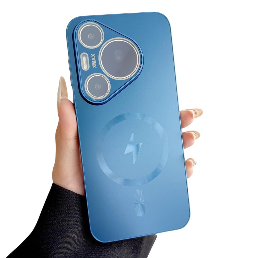 Etui magnetyczne do Huawei Pura 70 Ultra Mate 60 60Pro matowe bezprzewodowe ładowanie kamera biznesowa obiektyw folia ochronna, granatowy, do Huawei Pura 70