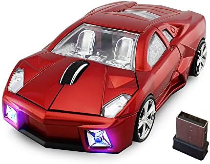 Kamouse Car Wireless Mouse 2.4GHz Optical Cool Sports Car Shape Wireless Mice 1600DPI for Pc Laptop Windows 10