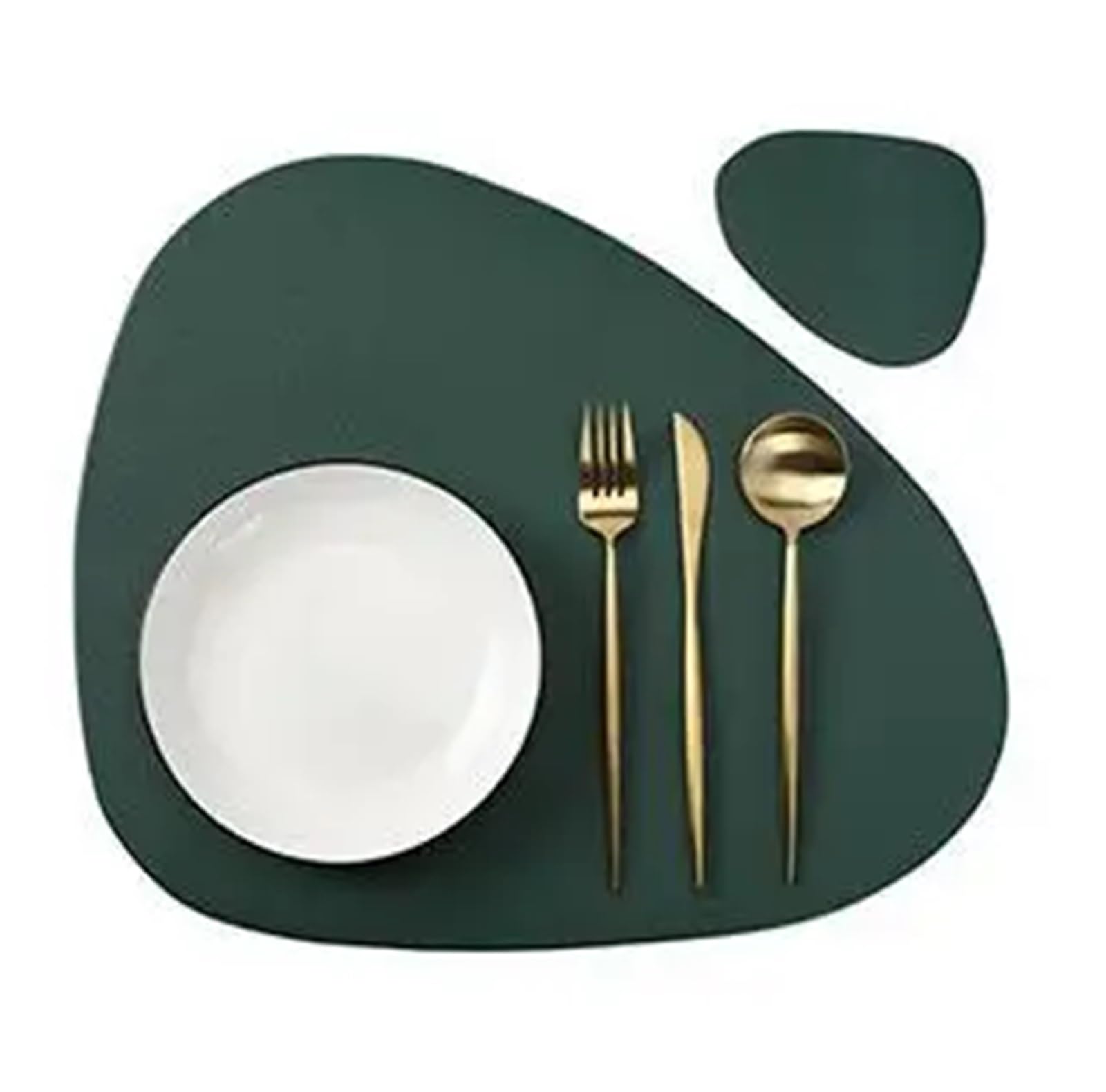Black Table Placemats and Coasters Oval Shaped Table Mats Pad Kitchen Accessories Place mat for Indoor & Outdoor(CD Green,4sets)