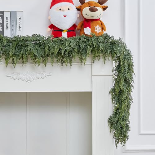 6FT Christmas Cedar Garland, Real Touch Full Greenery Christmas Decorations - image 6
