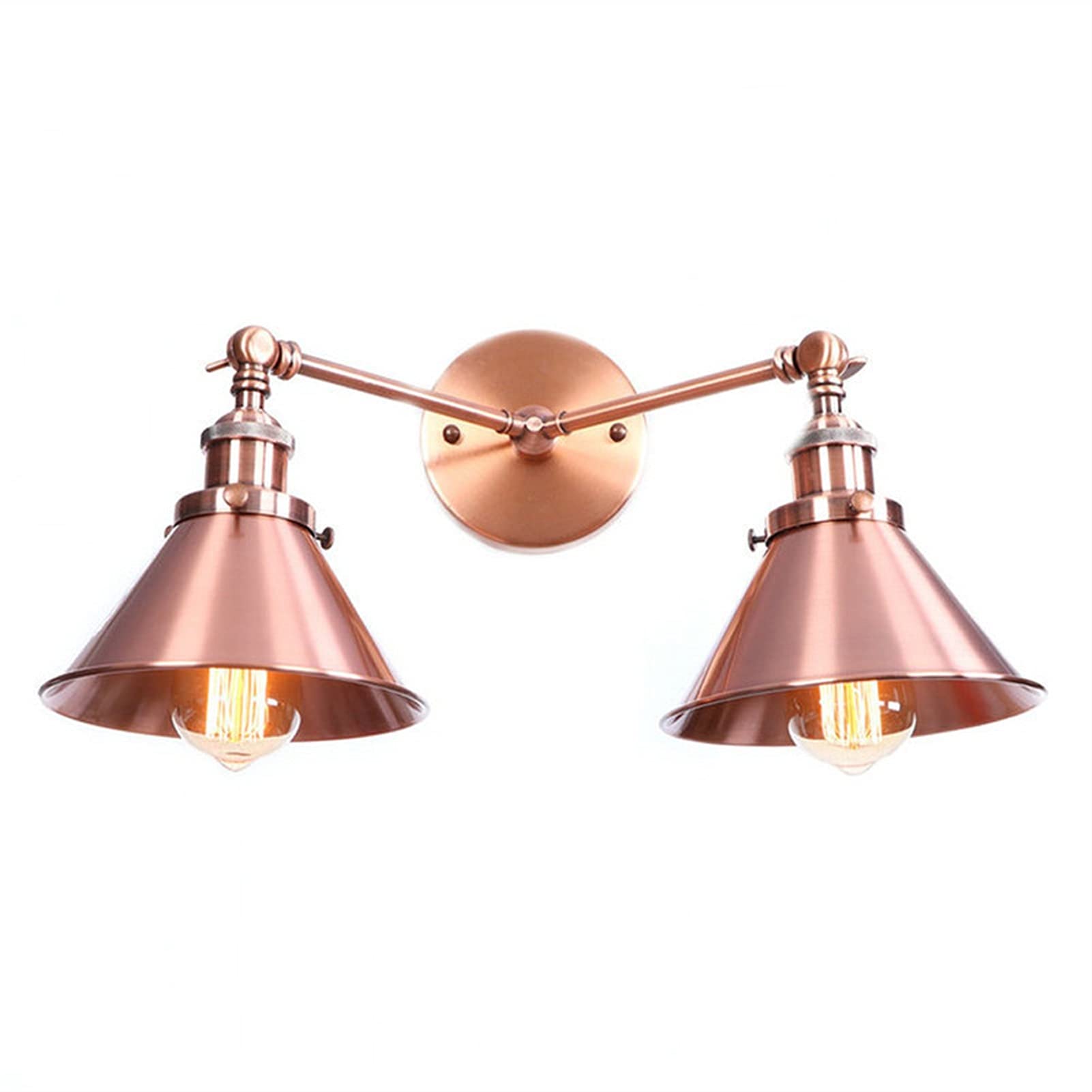 ZTCHSENZT Wall Sconces, Retro Loft Adjustable Wrought Iron Wall Light Industrial V-intage Adjust Bedside Wall Lamp E27 Double Iron Wall Sconce Fixture Home Indoor Lighting Bedside,Pink