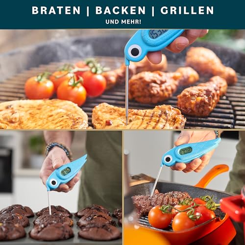 Bratenthermometer Fleischthermometer Grillthermometer - Sofortiges Auslesen Digital Thermometer Kochen Celsius/Fahrenheit - Küchenthermometer mit Faltbar Sonde für Braten... – Bild 4