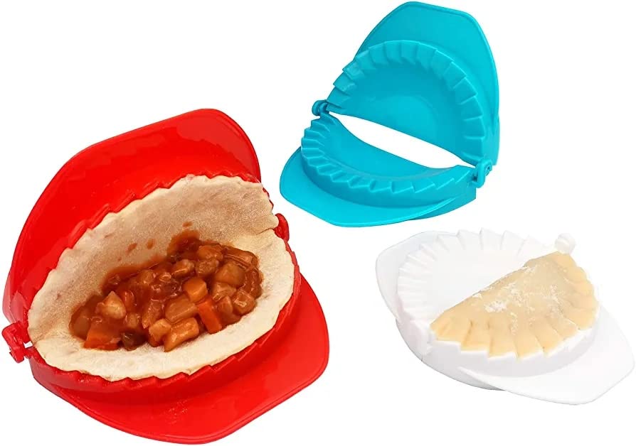 Syaladeu 3PCS Gujiya Gujia Maker, Easy Mould Dumpling Cutter Making Machine Kitchen Cooking Tool Special for Holi Diwali Eid (Multicolour)