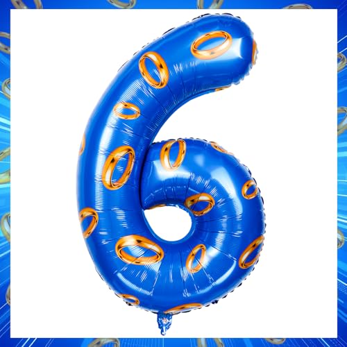 Image of Number 40 Inch Blue and Gold Ring Balloon Birthday Number Decoration Aluminum Film Balloon Suitable for Boys and Girls Blue Theme Party Cartoon Party Decoration Supplies (6)