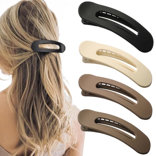 4 PCS Flat Claw Clips, Large Lay Flat Hair Clips for Women Girls,...