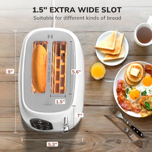 Keenstone Smart Touch Screen Toaster 2 Slice Retro Wide Slot Stainless Steel Toaster with - image 7