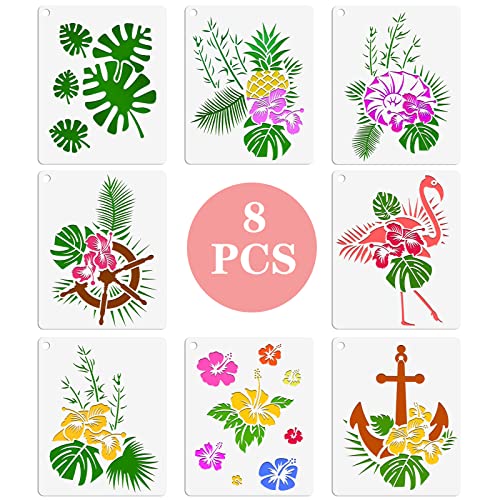OOTSR 8 Pezzi Stencil Fiore per Pittura Muro