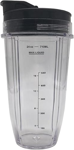 Miniatura 8 de 2 vasos de repuesto de 18 onzas con tapa de boquilla para licuadora Nutri Ninja de 900 W 1000 W Auto iQ 900 W 1000 W y Nutri Ninja Blender Auto iQ