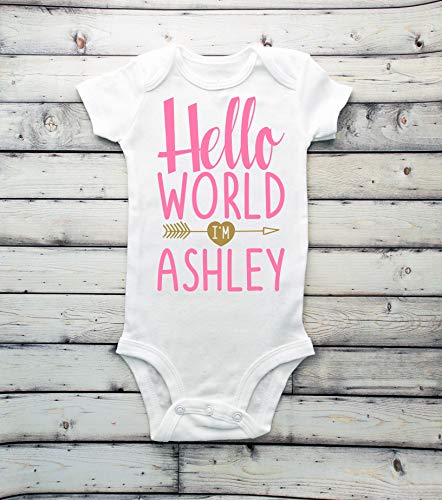 Hello World I'm Customized Name Baby Bodysuit - Newborn Bodysuit - Hello World - Coming Home Outfit - baby girl bodysuit - babyshower gift - princess has arrived - come home outfit take home pink