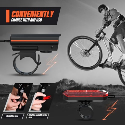 Kunhak BIKE-L Rechargeable Bike Lights, Ultra Bright Bicycle Lights For Night Riding, Road Mountain Bike Accessories For Kids Adults - Bike Headlight thumb #3