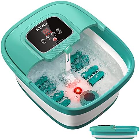 HOSPAN Collapsible Foot Spa with Heat, Bubble, Red Light, and Temperature Control, Foot Bath Massager with 8 Shiatsu Massage Rollers, Pedicure Foot Spa for Relaxation and Stress Relief - FS01A