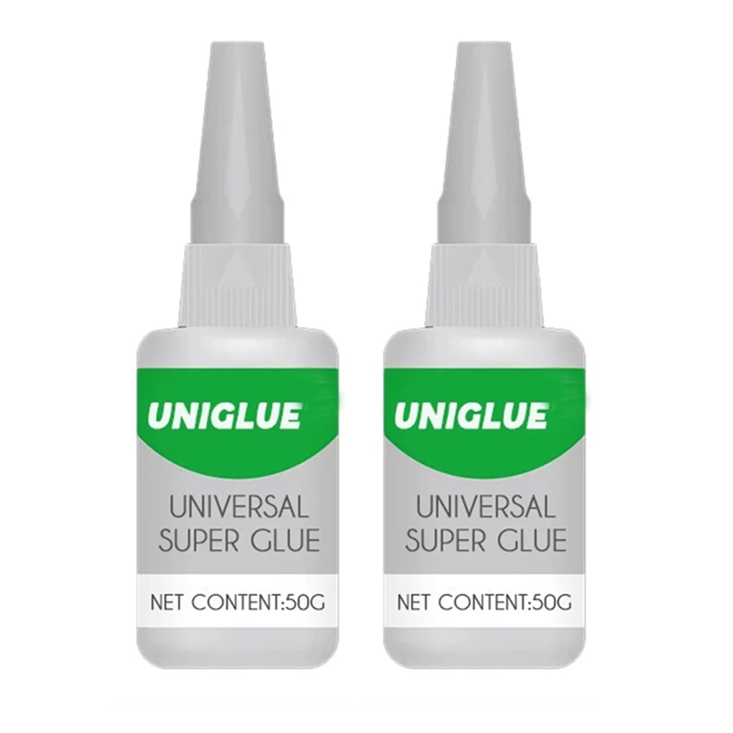 2pcs Uniglue Universal Super Glue - High-Strength Oily Waterproof Adhesive for Plastic, Wood, Ceramics, Metal - Dries in 10s (50g)