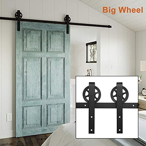 DOIT 6.6Ft Big Wheels Indoor Sliding Barn Door Hardware Rail Track Kit