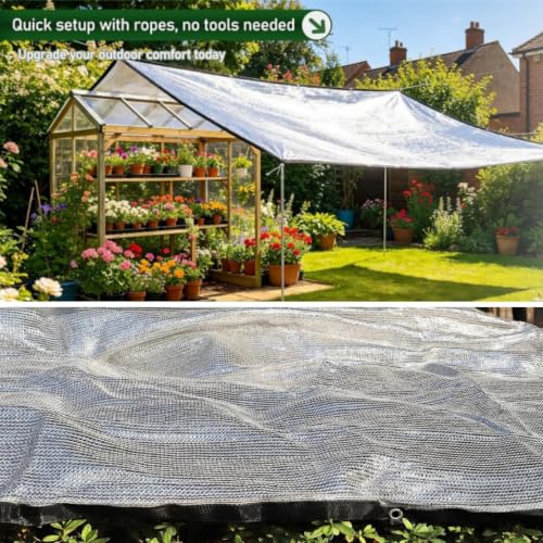 Filet d'ombrage 95% à feuille d'aluminium réfléchissant toile 5x5m - 4