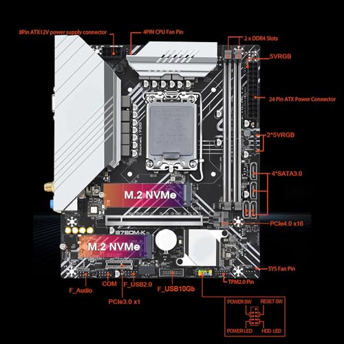 B760M K DDR4 Moderkort LGA1700 för Spel och Design, Aura Sync RGB