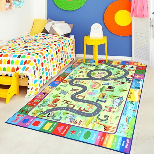 Tapete Terrug para niños educativo 5x7 pies verde miniatura 2