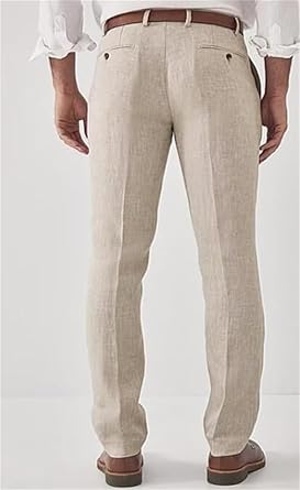 Summer Linen Men Pants Men's Classic Fit Pants Lightweight Men Pants Mens Linen Pants Business Party Wedding