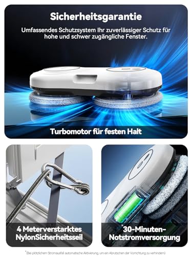 Keero Fensterputzroboter mit Turbinenmotor, 7000Pa Fensterroboter, Starke Saugkraft, Doppelhelix-Reinigung, 63 MM ultradünn, 3 Reinigungsmodi Fensterreiniger Elektrisch, Modell WD12D