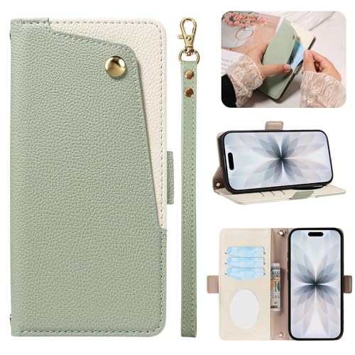 For iPhone 16 plus �P�[�X �蒠�^ MaKaWa �A�C�t�H��16 plus ���z�^ �� ������ �~���[�t�� �J�[�h�|�P�b�g�t�� �����ق� 16 plus �g�� �J�o�[ ��phone 16 plus �蒠 �������U�[ �ϏՌ� �S�ʕی� �X�^