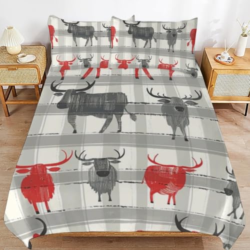 Juego de ropa de cama de vaca con funda nórdica 3D de microfibra y animales 2