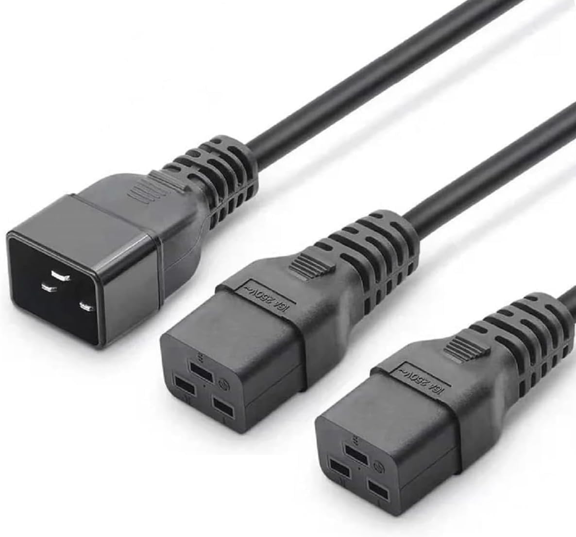 Heavy Duty C20 to 2*C19 Y Splitter Power Cable Splitter Cord, Server/PDU Power Cord,12AWG,C20 to Two C19 Splitter,C20 to Dual C19 Y Split Cord,UL Listed (6.6ft/2m Type B)