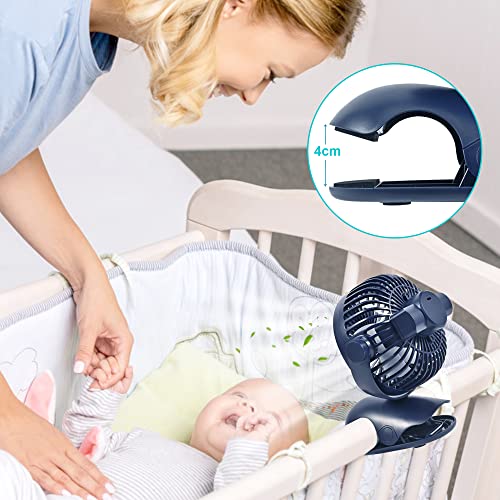 YiWeel Usb Ventilator Mini - Clip Klein Tischventilator Lange Akkulaufzeit Wiederaufladbare, 3000mAh Akku Leise Tisch Ventilatoren Klemmbar 360° Drehung,Tragbarer USB Desk Fan für Büro, Kinderwagen