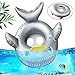 Anillo de Natación para Bebé,Barco Inflable para Niños con Ayudas a la Natación,Barco Tiburón Plateado,Alfombrilla Inflable para Piscina