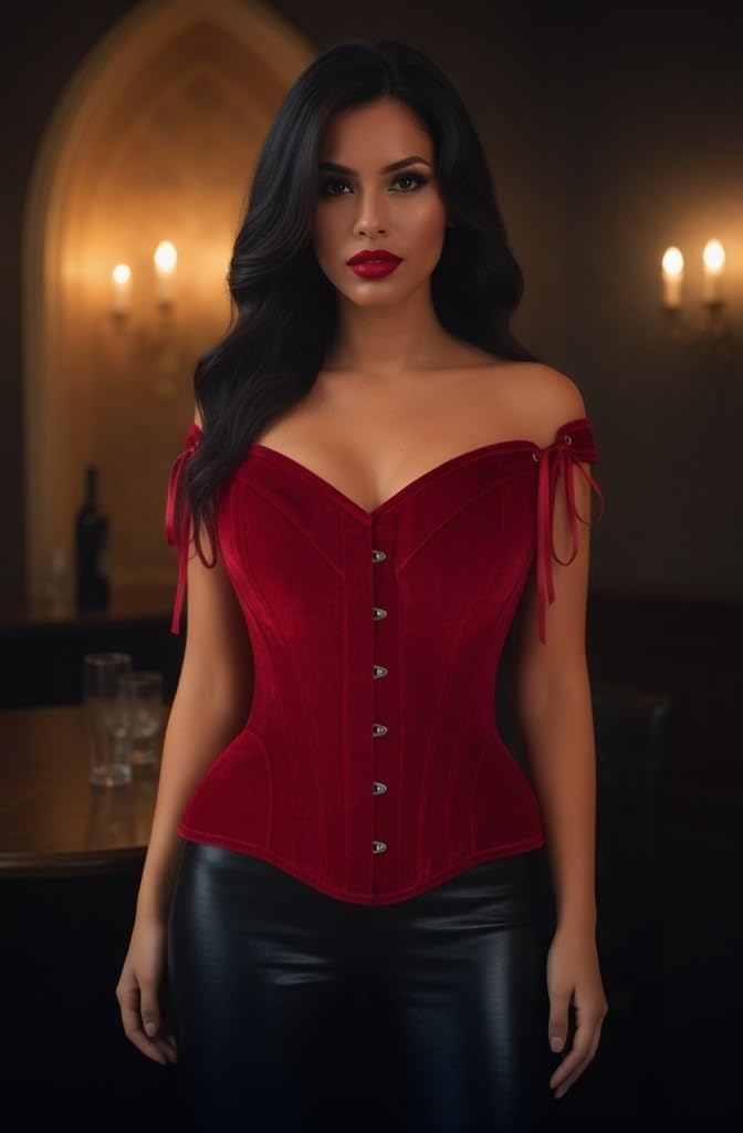 Daisy corsets Women's Daisy Corsets Top Drawer Dark Velvet Steel Boned Corset W/Straps