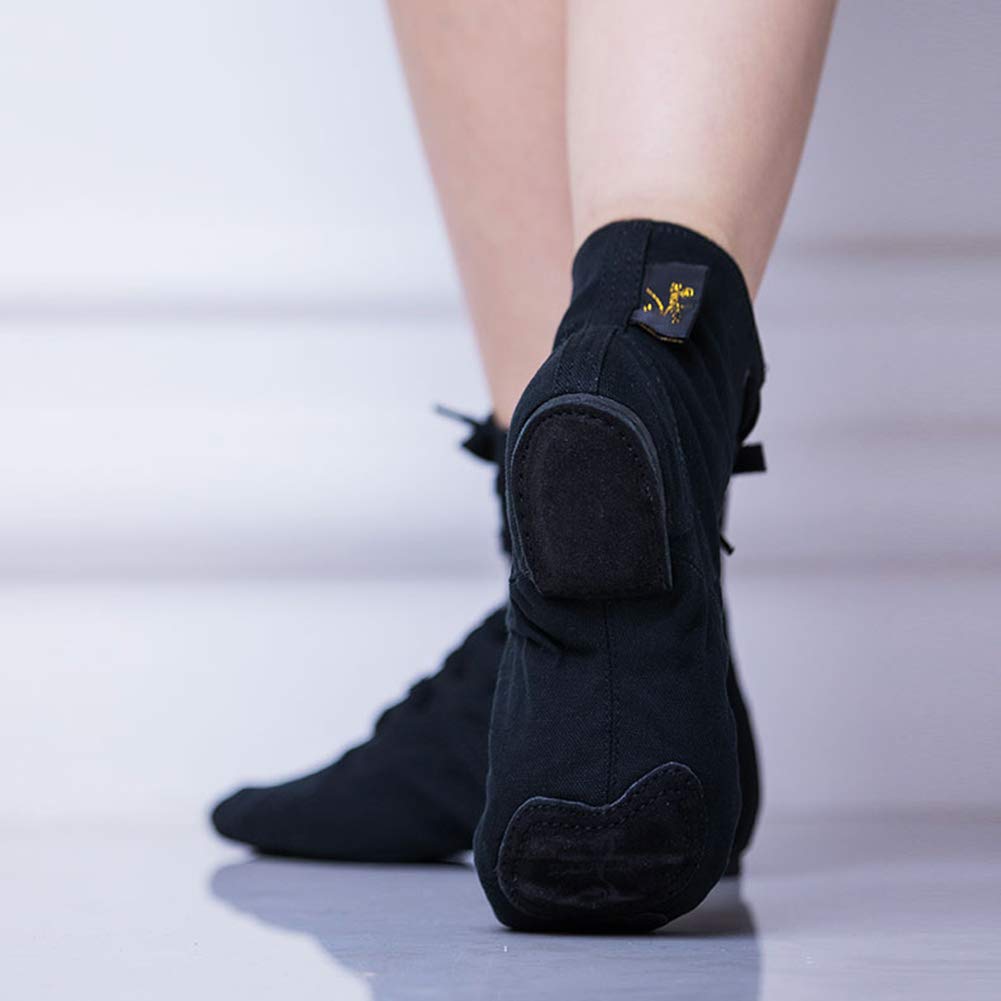 Lienzo Jazz Dance botas, zapatos de suela blanda Deportes Fitness, zapatos de baile, ligero, cómodo y zapatos de cordones de ejercicio duraderos