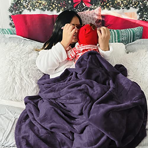 Image of Bedsure GentleSoft Fleece Bed Blankets Large Size Purple - Soft Lightweight Fuzzy Cozy Luxury Oversized King Blanket Microfiber, Room Home Decor Gifts for Women and Men, 120x120 inches