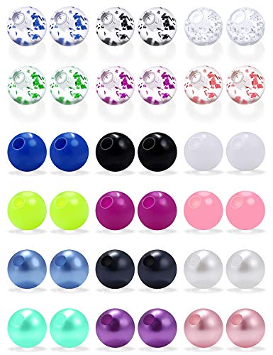 Kridzisw 20G Piercing Replacement Ball Stainless Surgical Steel Clear Plastic lip labret monroe eyebrow Septum ring Tragus Gartilage Helix Rook Daith Earring Berbell Ball piercing Jewelry women men