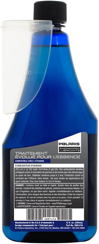 Polaris Advanced Fuel Treatment for RANGER XP 1000, 570, GENERAL 1000, XP 4 1000, Voyageur 146, Titan Adventure 155, 120 Indy Models and More, for 2 and 4 Cycle Engines, Genuine OEM - Part 2881416