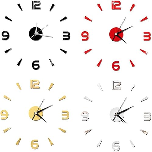 Miniatura 9 de Reloj 3D, reloj de pared de bricolaje, reloj de pared grande y moderno, sin marco, calcomanías de pared, decoración de reloj, kit de reloj de pared,