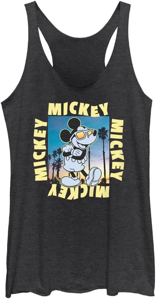 size XXL Disney Classic Mickey Palm Women's Racerback Tank Top XX-Large Black Heather