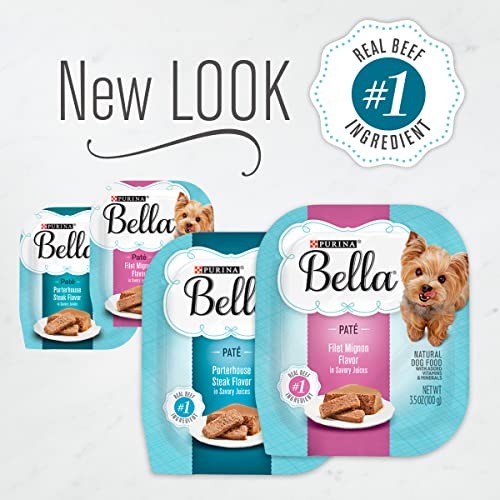 Purina Bella Natural Small Breed Pate Wet Dog Food Variety Pack, Filet Mignon & Porterhouse Steak In Juices - (24) 3.5 Oz. Trays #TOP1