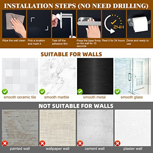 Self-Adhesive Toilet Paper Holder Wall Mount, Brushed Nickel #TOP6