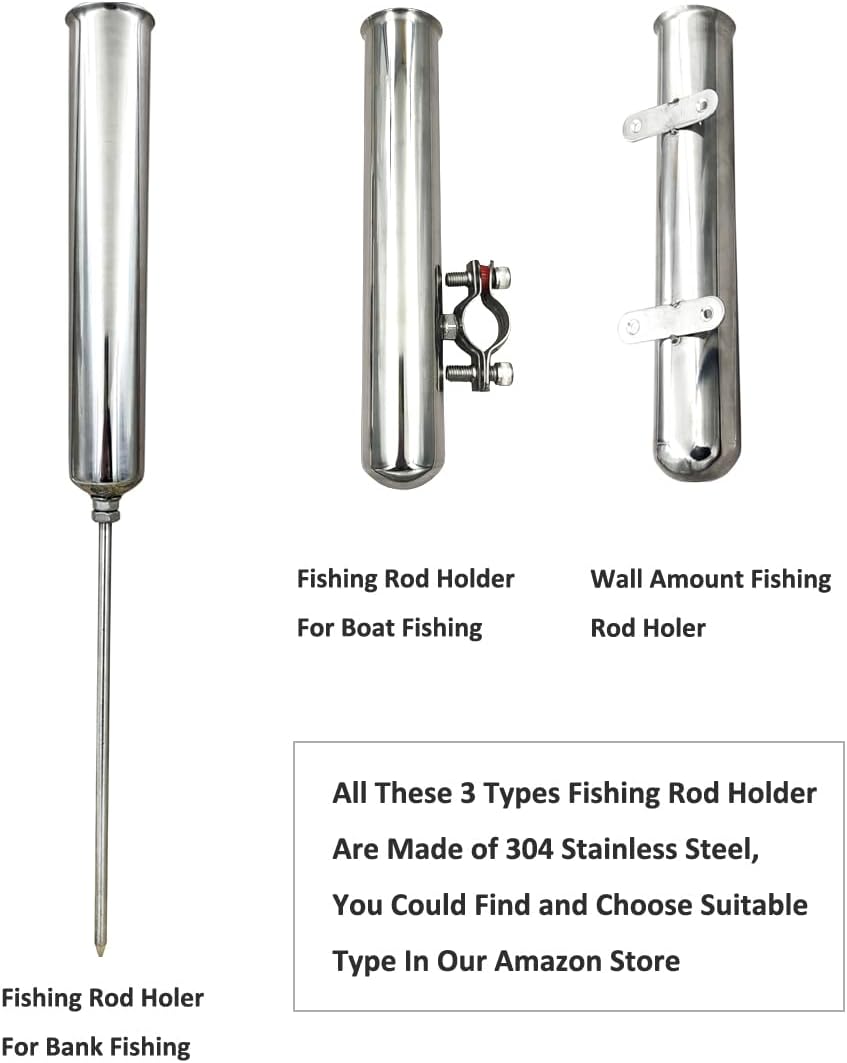 DGOL 2 Packs Shiny 304 Stainless Steel Fishing Rod Holders for Boat, Cute Design, Install on 1" to 1-1/8" Rail