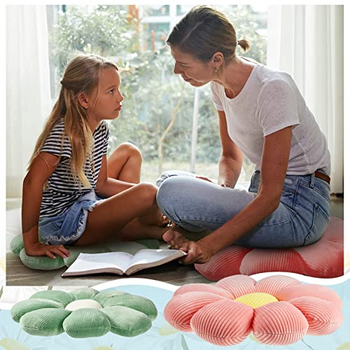 Yulejo 3 Pcs Daisy Flower Shaped Throw Pillow Cute Floor Cushion Seating Room Decor For Reading (Yellow, Green, Pink, 15/ 21.6 In), 3 Piece Assortment #TOP6
