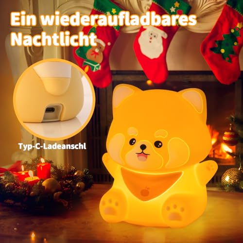 Image of Rytinazzz Silicone Night Light for Kids, 50H Long Battery Red Panda Lamp, Cozy Gift Light for Kids, Soft Dimmable Bedside Light, Rechargeable Tap Control