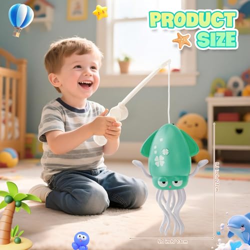 LTFIOON Electric Dancing Octopus Toy, Tanzendes Oktopus-Spielzeug für Kinder mit LED & Musik, 2 Modi Aufrecht & Krabbelnd, Automatisches Ausweich-Oktopus-Spielzeug, Geschenk für Jungen Mädchen (Grün)