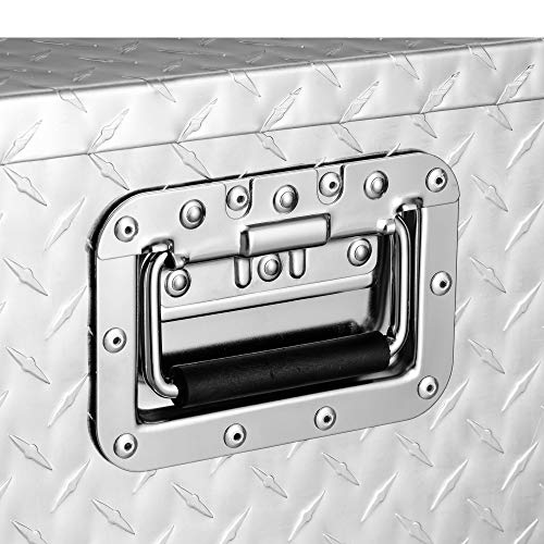 Arksen 20 Inch Heavy Duty Aluminum Diamond Plate Tool Box Chest Box Pick Up Truck Bed Rv Trailer Toolbox Storage With Side Handle And Lock Keys – Silver #TOP3