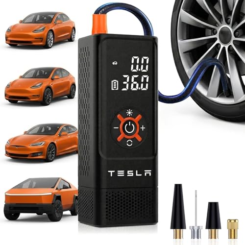 Portable Tire Inflator Air Compressor for Tesla Model 3/Y/S/X, 150PSI Cordless Smart Air Pump, Digital Pressure Gauge & Auto Shut-Off, Led Light, Essential Tesla Accessories
