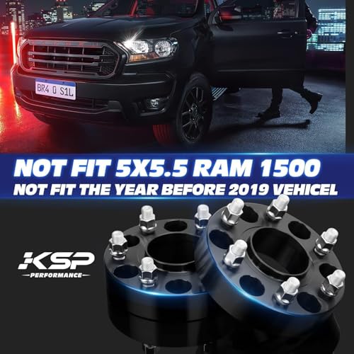Image of KSP 1.5in Wheel Spacers for Ram 1500 2019-2026, 38mm 6x5.5 Hubcentric Tire Spacer with 77.8mm Hub Bore M14x1.5 Lug Studs Fit Jeep Grand Wagoneer 2021-2026, 4pcs 6x139.7 Forged Spacer for 6 Lug Truck