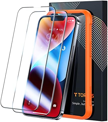 TORRAS Diamond Shield for iPhone 13 Screen Protector, iPhone 14 Screen Protector, iPhone 13 Pro Screen Protector Tempered Glass with Strengthened Edge 9H Hardness [Full Coverage] Anti-Fingerprints 2-Pack, 6.1"