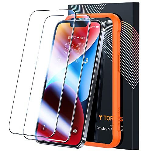 Torras Diamond Shield For Iphone 13 Screen Protector, Iphone 14 Screen Protector, Iphone 13 Pro Screen Protector Tempered Glass With Strengthened Edge 9H Hardness [Full Coverage] Anti-Fingerprints 2-Pack, 6.1" #TOP2