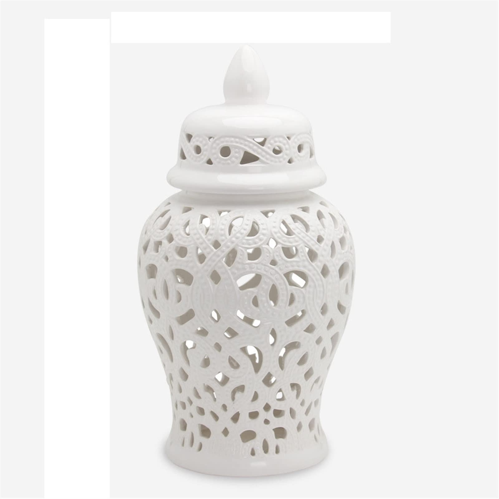 Grand pot de temple blanc et or en céramique artisanale de taille L