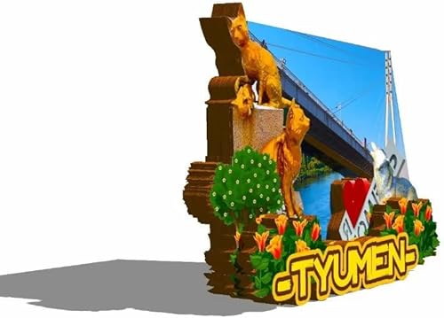 Miniatura 2 de Rusia Tyumen imán de nevera de madera 3D hitos de viaje coleccionables recuerdos decoración hecha a mano-440