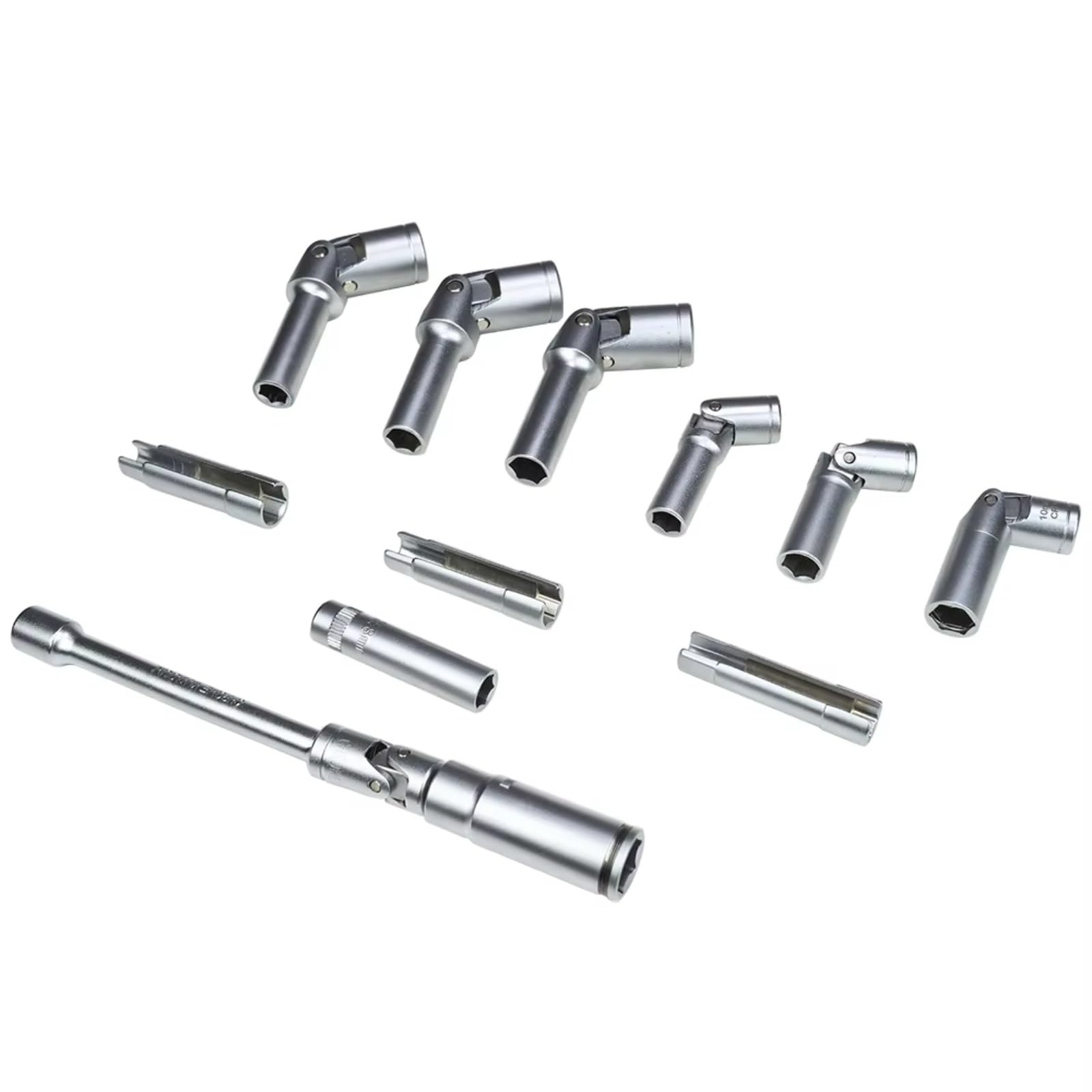 Kit d'outillage mécanique Jeu Douilles Retrait Bougie Préchauffage 18 Pièces 3/8 "1/4" Kit D'outils À Fente Fine Douilles 8mm 9mm Et 10mm De Profondeur Kit D'outils De Remplacement