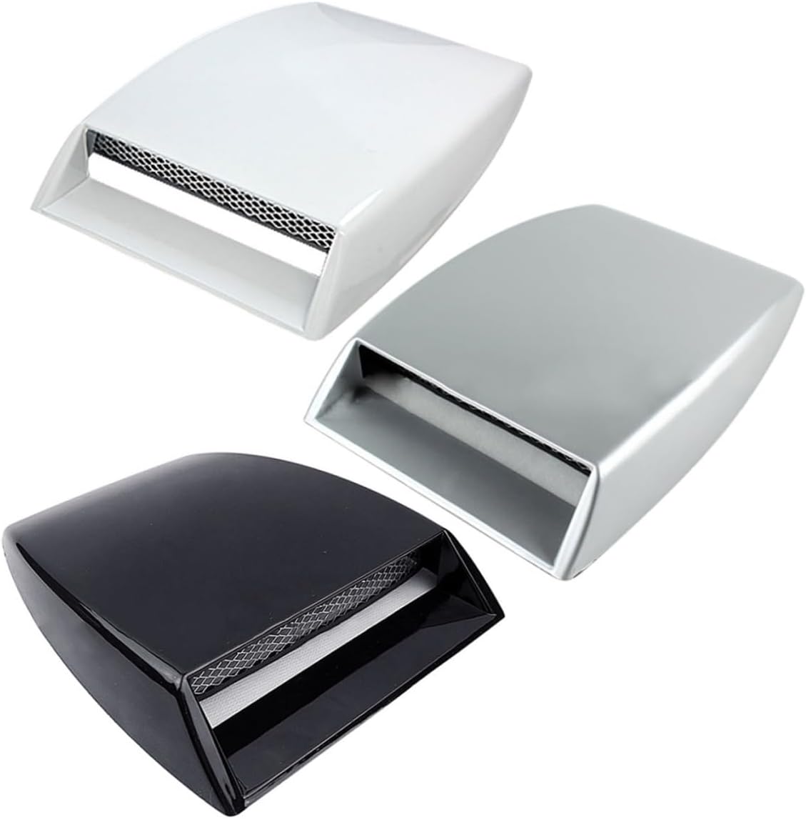 Car Hood Scoop Air Vent Universal Fit White Decorative Accessory Simulated Vents No Drilling Easy to Install